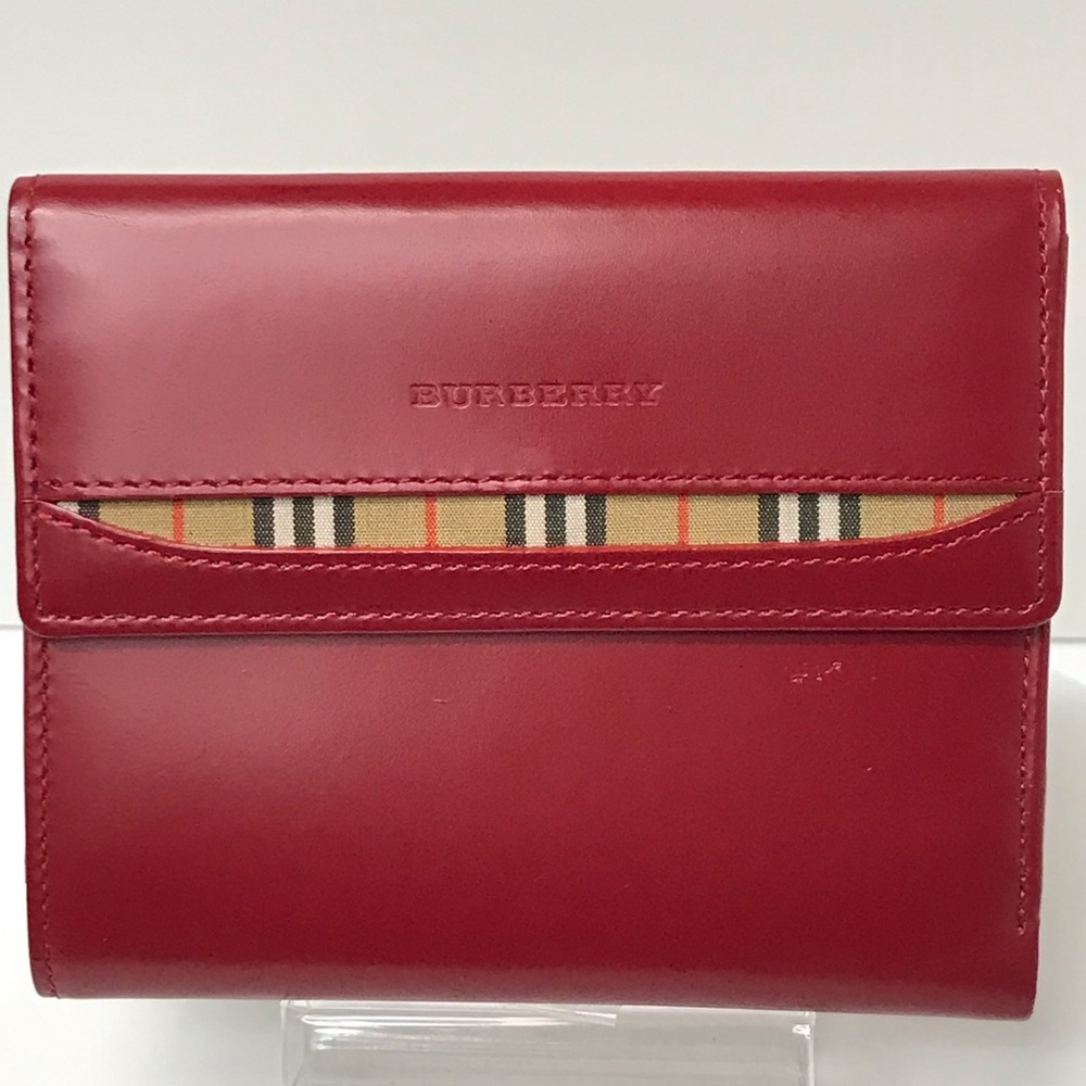 BURBERRY Red Nova Check Leather Bifold Wallet ❤️‍🔥 - Picture 8 of 17